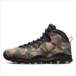 Air Jordan 10 Nike Retro Desert Camo Tênis de Basquete Masculino Marrom Verdes | JD-950DN