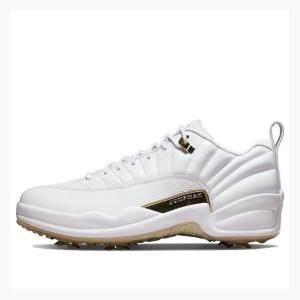 Air Jordan 12 Nike Low Golfe NRG M22 Metallic Tênis Masculino Branco Douradas | JD-829YQ