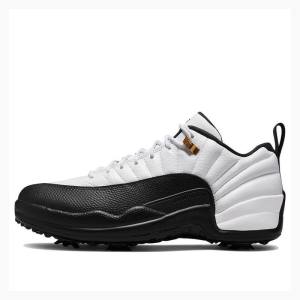 Air Jordan 12 Nike Low Golfe Taxi Unisex Tênis Masculino Branco Pretas | JD-352UH