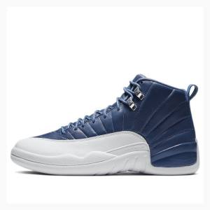 Air Jordan 12 Nike Retro Indigo Tênis de Basquete Masculino Branco Azuis | JD-462PW