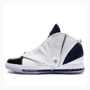 Air Jordan 16 Nike Retro Tênis de Basquete Masculino Branco Azul Marinho | JD-437ZG