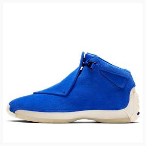 Air Jordan 18 Nike Retro Camurça Tênis de Basquete Masculino Azuis | JD-672RK