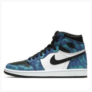 Air Jordan 1 Nike High OG Tie Dye Tênis de Basquete Feminino Branco Pretas Azuis | JD-034CP