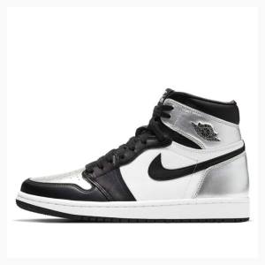 Air Jordan 1 Nike High OG Tênis de Basquete Feminino Pretas Prateadas | JD-094ME