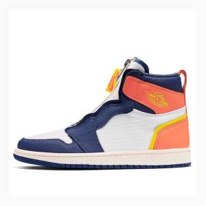 Air Jordan 1 Nike High Zip Sail Tênis de Basquete Feminino Branco Azuis Laranja | JD-347CA