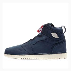 Air Jordan 1 Nike High Zip Tênis de Basquete Feminino Azuis Escuro | JD-258MG