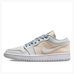 Air Jordan 1 Nike Low SE Lona Tênis Feminino Branco Azuis | JD-945JI