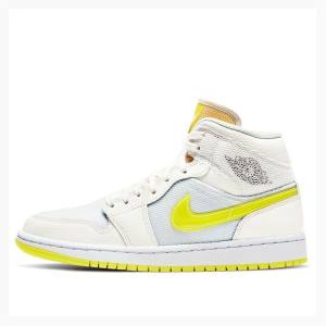 Air Jordan 1 Nike MId SE Sail Tênis de Basquete Feminino Branco Amarelas | JD-752IP