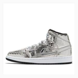 Air Jordan 1 Nike Medio Flashing Lights Tênis de Basquete Feminino Prateadas | JD-804GE