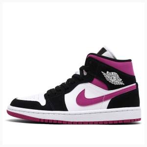 Air Jordan 1 Nike Medio Magenta Tênis de Basquete Feminino Pretas Roxo | JD-791LG