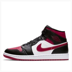 Air Jordan 1 Nike Medio Noble Tênis de Basquete Masculino Pretas Branco Vermelhas | JD-654VN