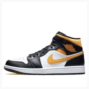 Air Jordan 1 Nike Medio Pollen Tênis de Basquete Masculino Pretas Branco Amarelas | JD-801OG