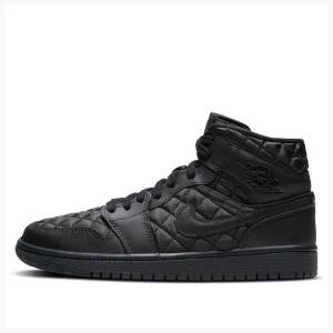 Air Jordan 1 Nike Medio SE 'Black Quilted' Tênis de Basquete Feminino Pretas | JD-302CT