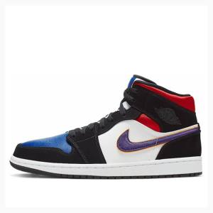 Air Jordan 1 Nike Medio SE Rivals Tênis de Basquete Masculino Pretas Roxo Azuis | JD-615YW