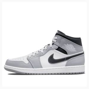 Air Jordan 1 Nike Medio Smoke Tênis de Basquete Masculino Cinzentas Branco Pretas | JD-834EM