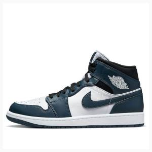 Air Jordan 1 Nike Medio Teal Tênis de Basquete Masculino Branco Azuis | JD-961HL