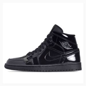 Air Jordan 1 Nike Medio Triple Envernizados Tênis de Basquete Feminino Pretas | JD-796GY