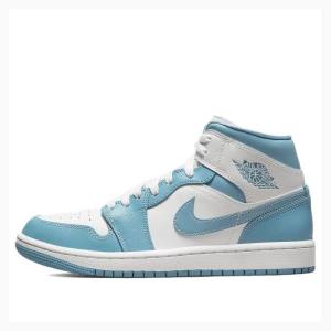 Air Jordan 1 Nike Medio Tênis de Basquete Feminino Branco Azuis | JD-360GP