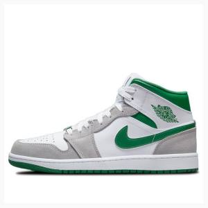 Air Jordan 1 Nike Medio Tênis de Basquete Masculino Branco Cinzentas Verdes | JD-672JU