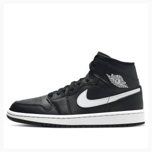 Air Jordan 1 Nike Medio Tênis de Basquete Feminino Pretas Branco | JD-987BN