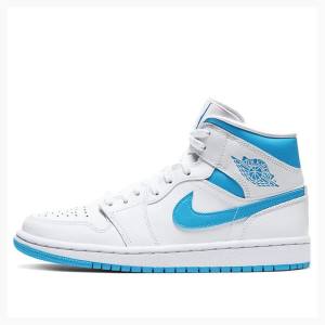 Air Jordan 1 Nike Medio UNC UNC Tênis de Basquete Feminino Azuis | JD-392JE