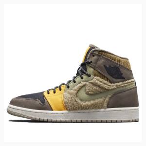 Air Jordan 1 Nike RTR HI PREM UT Beach Ridgerock Tênis de Basquete Feminino Marrom Amarelas | JD-854DK