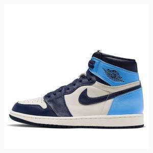 Air Jordan 1 Nike Retro High OG UNC – Obsidian Tênis de Basquete Masculino Azuis Pretas | JD-918MW