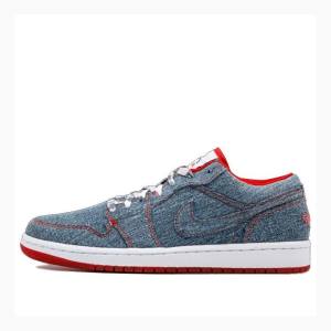 Air Jordan 1 Nike Retro Low Denim Tênis Feminino Azuis Vermelhas | JD-235CW