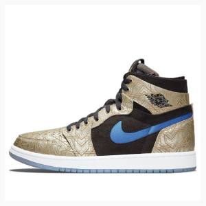 Air Jordan 1 Nike Zoom CMFT Laser Tênis de Basquete Masculino Douradas Pretas | JD-069DN