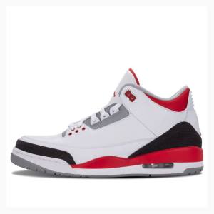 Air Jordan 3 Nike Retro Fire Red Tênis de Basquete Masculino Branco Pretas Vermelhas | JD-265IZ