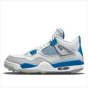 Air Jordan 4 Nike Golfe Military Tênis de Basquete Masculino Branco Azuis | JD-698UD