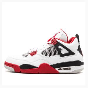 Air Jordan 4 Nike Retro Fire Tênis de Basquete Masculino Branco Vermelhas | JD-519VB