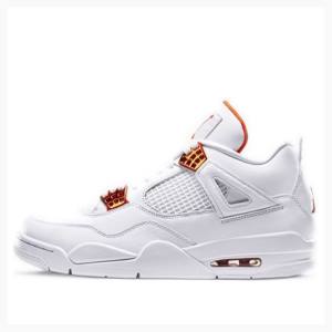 Air Jordan 4 Nike Retro Metallic Pack Tênis de Basquete Masculino Branco Laranja | JD-267JG