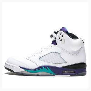 Air Jordan 5 Nike Retro Grape Tênis de Basquete Masculino Branco Roxo | JD-850WE