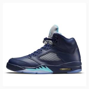 Air Jordan 5 Nike Retro Hornets Tênis de Basquete Masculino Azul Marinho | JD-768SP