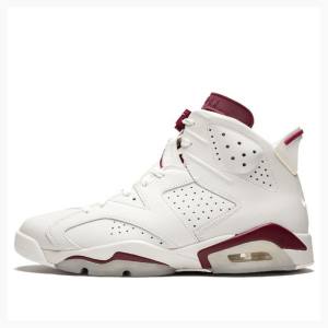 Air Jordan 6 Nike Retro Maroon Tênis de Basquete Masculino Branco Vermelhas | JD-507WJ