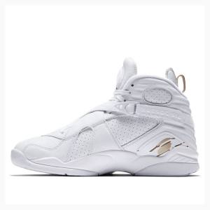 Air Jordan 8 Nike Retro OVO Metallic Tênis de Basquete Masculino Branco Douradas | JD-641DE