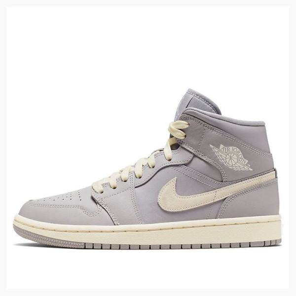 Air Jordan 1 Nike Medio Atmosphere Pale Ivory Tênis de Basquete Feminino Cinzentas | JD-519NQ