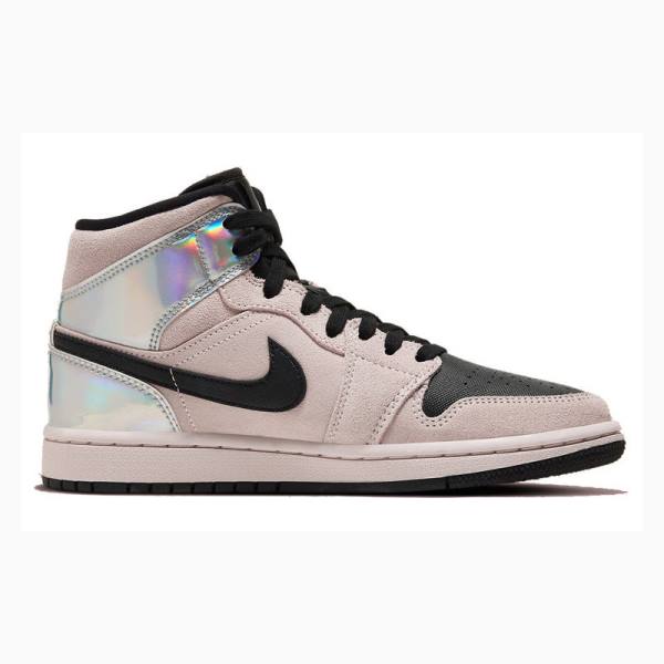 Air Jordan 1 Nike Medio Iridescent Tênis de Basquete Feminino Rosa Pretas | JD-512EL