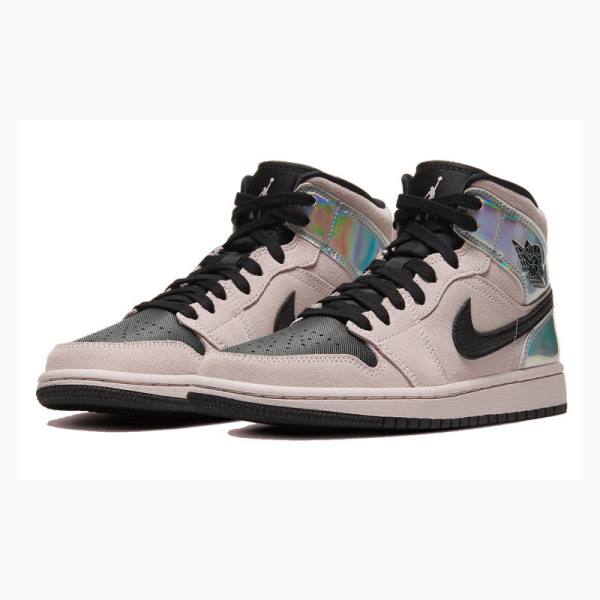 Air Jordan 1 Nike Medio Iridescent Tênis de Basquete Feminino Rosa Pretas | JD-512EL