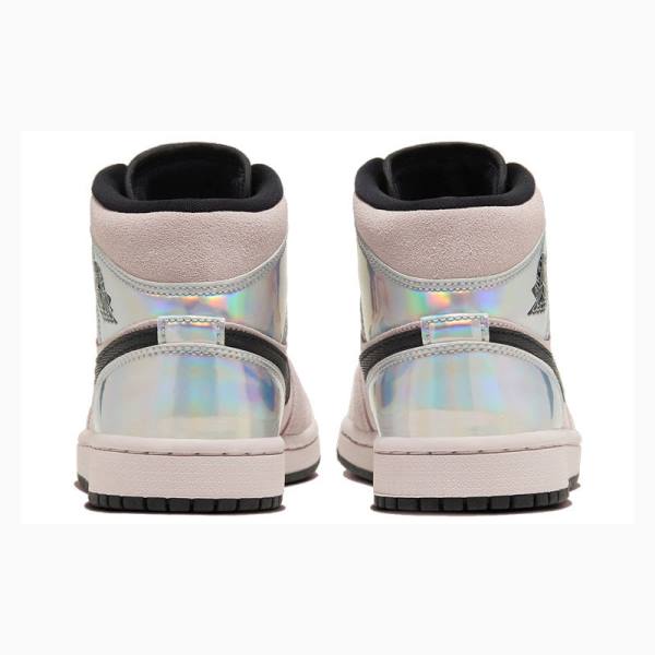 Air Jordan 1 Nike Medio Iridescent Tênis de Basquete Feminino Rosa Pretas | JD-512EL