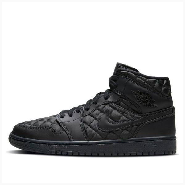 Air Jordan 1 Nike Medio SE \'Black Quilted\' Tênis de Basquete Feminino Pretas | JD-302CT