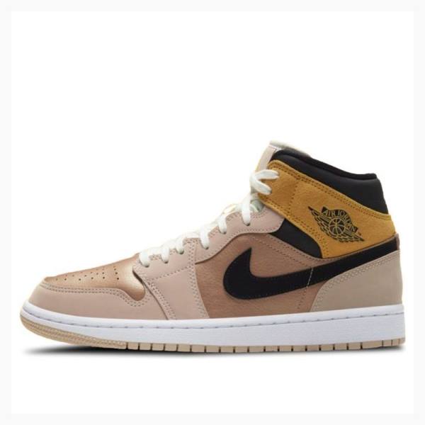 Air Jordan 1 Nike Medio SE Particle Tênis de Basquete Feminino Marrom Douradas | JD-562GA