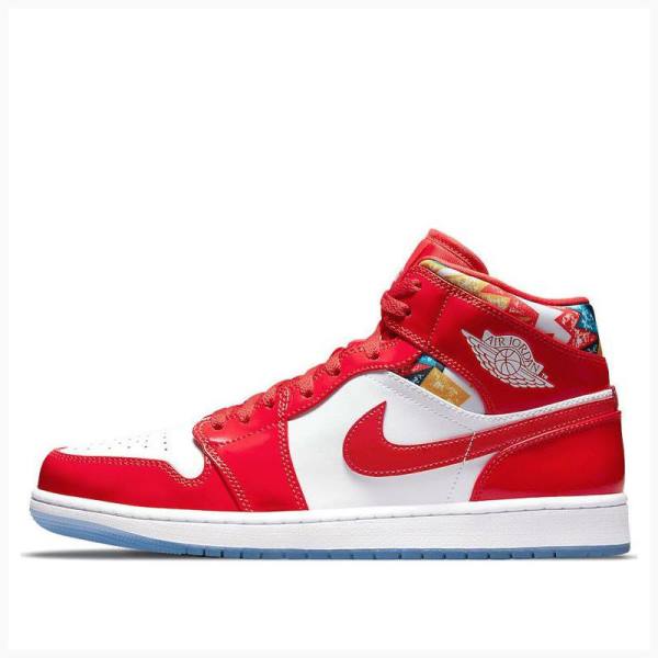 Air Jordan 1 Nike Medio SE Red Envernizados Tênis de Basquete Masculino Vermelhas | JD-091RH