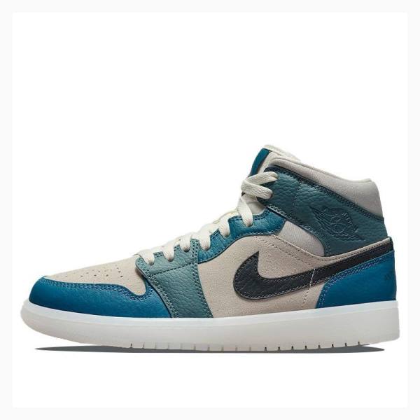 Air Jordan 1 Nike Medio Tênis de Basquete Feminino Azuis Branco Vermelhas | JD-064HW