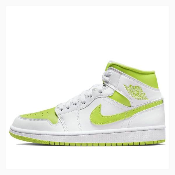 Air Jordan 1 Nike Medio Tênis de Basquete Feminino Branco Verdes | JD-632ZQ