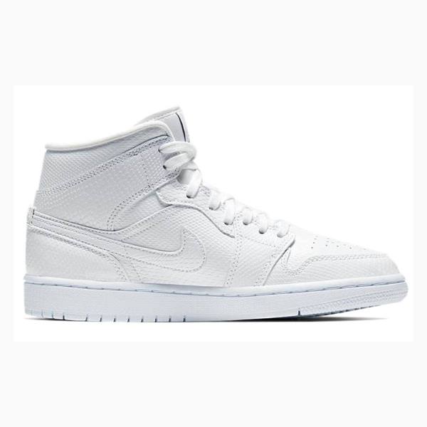 Air Jordan 1 Nike Medio 'White Snakeskin'(W) Tênis de Basquete Feminino Branco | JD-174GL