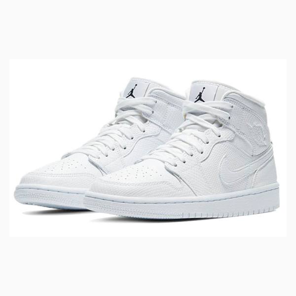 Air Jordan 1 Nike Medio 'White Snakeskin'(W) Tênis de Basquete Feminino Branco | JD-174GL