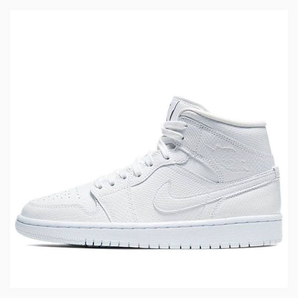 Air Jordan 1 Nike Medio \'White Snakeskin\'(W) Tênis de Basquete Feminino Branco | JD-174GL