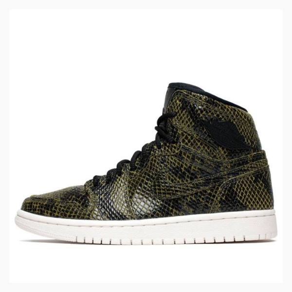 Air Jordan 1 Nike Retro High Premium \'Snakeskin\' Tênis de Basquete Feminino Verde Oliva | JD-365SR